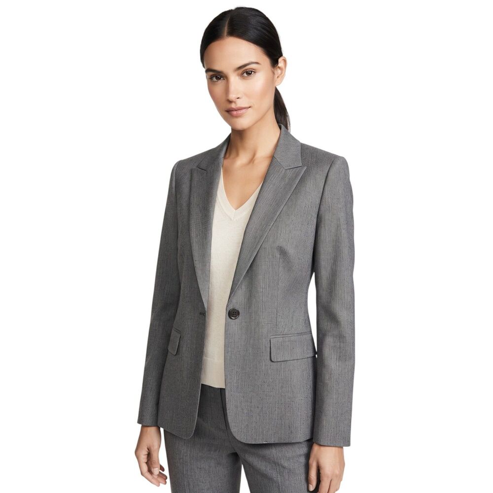 Anne Klein Women's Charcoal Gray 1-Button Blazer Size 6